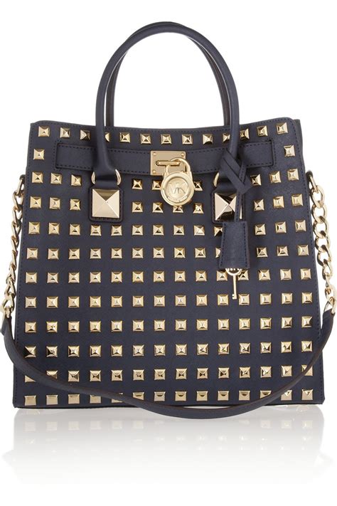 michael kors hamilton medium tote black|Michael Kors Hamilton studded tote.